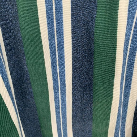 Vintage 90s 44 Blue Long Sleeve Vertical Stripe Button Up Shirt Mens XL Green - Picture 5 of 6